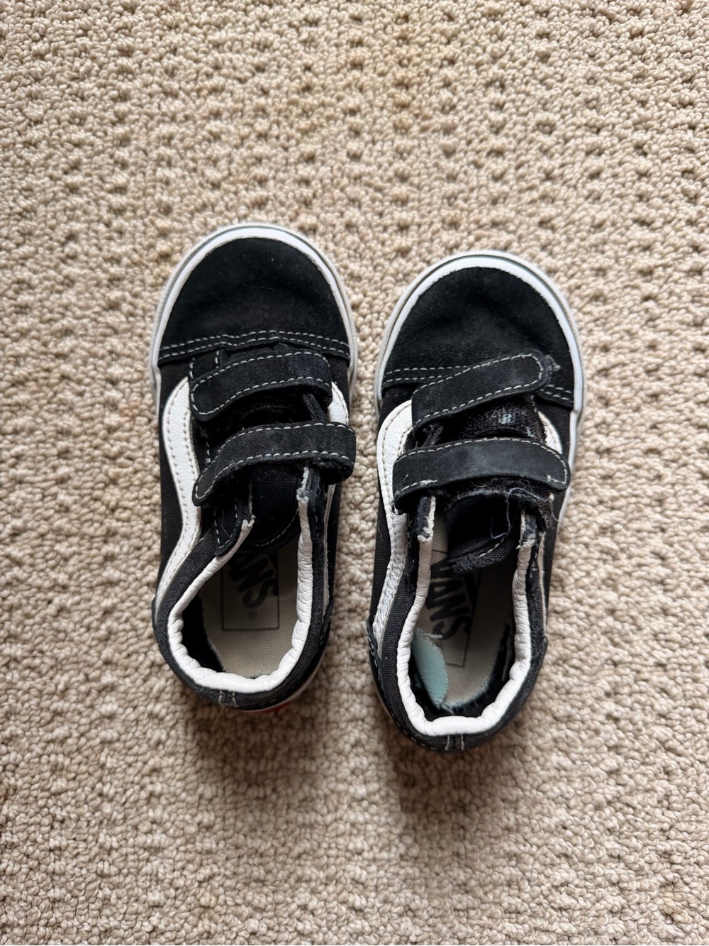 Vans Kids Black and White Velcro Skate Sneakers